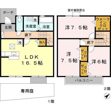 ローズコート今宿(3LDK/1階)の間取り写真