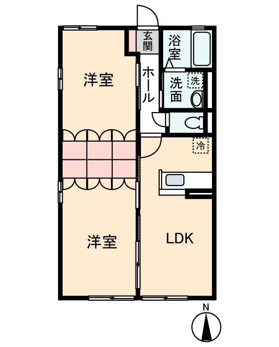 ルミエール(2LDK/1階)の間取り写真