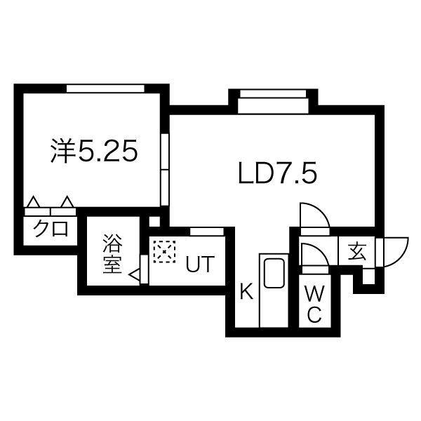 カーズ運河公園(1LDK/1階)の間取り写真