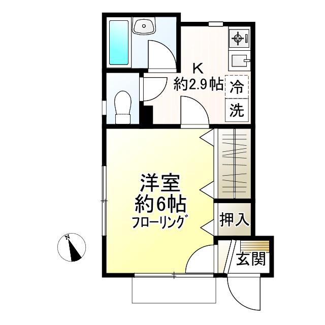 ハイハウス(1K/1階)の間取り写真