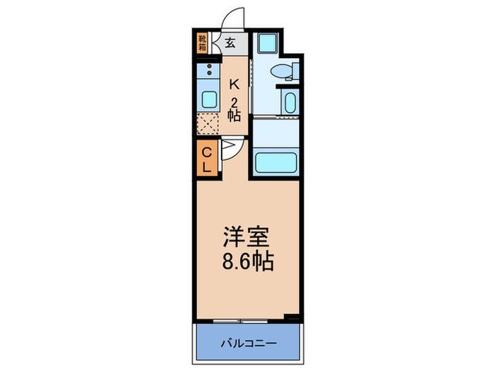 M′Sマンション長栄寺(1K/3階)の間取り写真