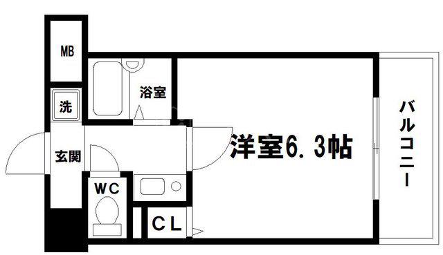 ディナスティー清水谷II(1K/10階)の間取り写真