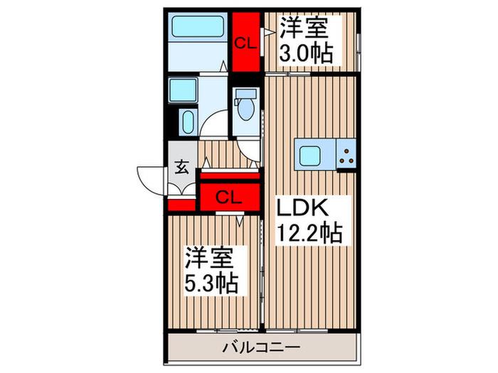 NOBLE RAFFINER 元町(2LDK/3階)の間取り写真