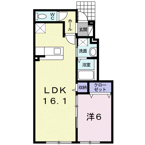 ブルーバード(1LDK/1階)の間取り写真