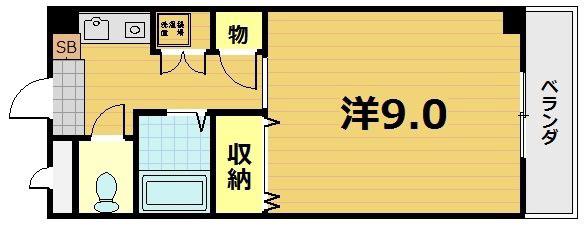 ノースビレッジ草津(1K/2階)の間取り写真