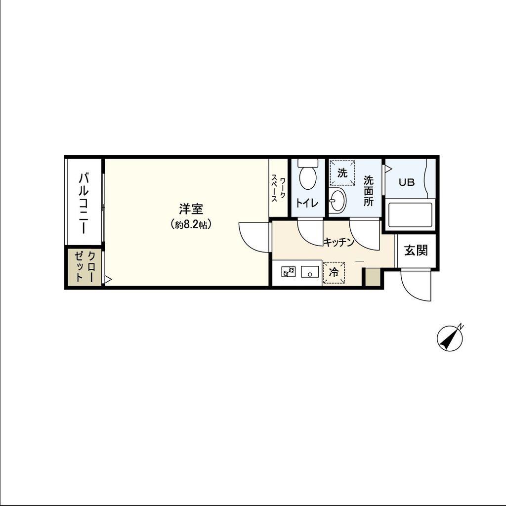 TROIS五輪(1K/3階)の間取り写真