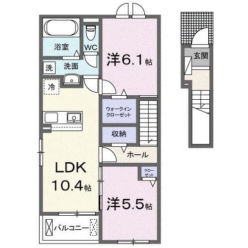 ハレレアTY(2LDK/2階)の間取り写真