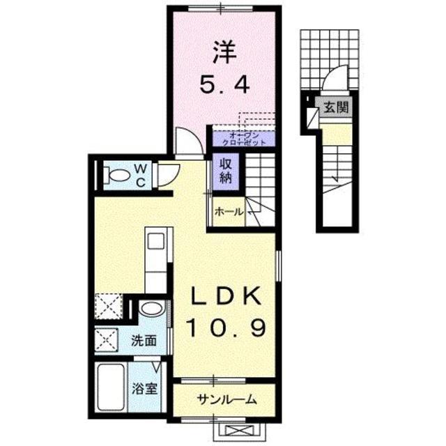 ロワジール(1LDK/2階)の間取り写真