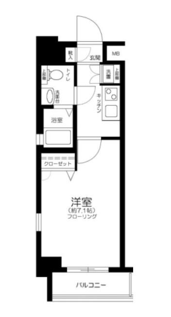 EXIM大森(1K/4階)の間取り写真