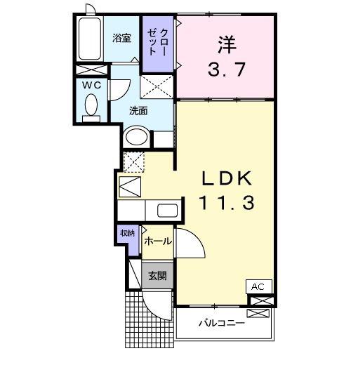 プログレス エム(1LDK/1階)の間取り写真