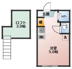 ウエスト VALLEY WASEDA(ワンルーム/1階)の間取り写真