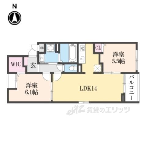 カーサビエント(2LDK/2階)の間取り写真