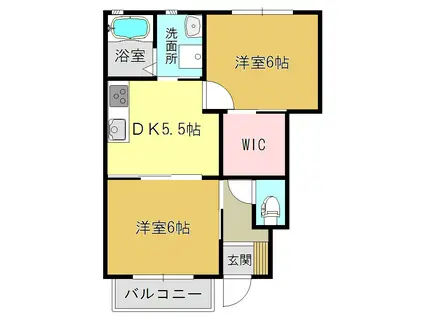 モン・ヴィラージュ(2DK/1階)の間取り写真