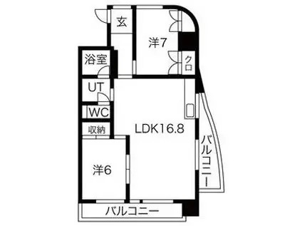 あさひレジデンス大友(2LDK/4階)の間取り写真