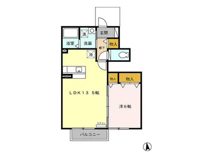 ローズコートまちあい(1LDK/1階)の間取り写真