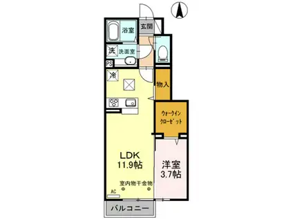ファミール III(1LDK/1階)の間取り写真
