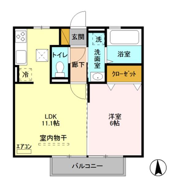 オペラハウス青柳(1LDK/1階)の間取り写真