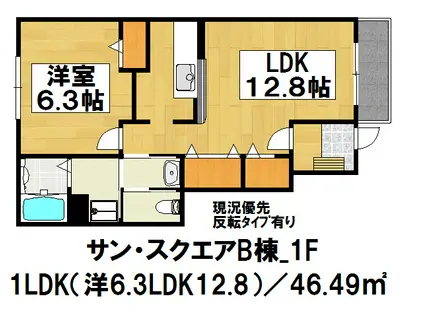 サンスクエアB(1LDK/1階)の間取り写真