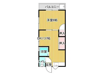第2中川荘(1DK/2階)の間取り写真