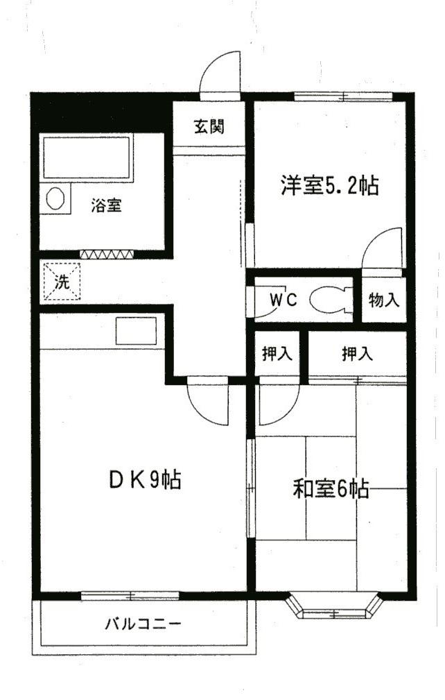 エルディム大東(2DK/2階)の間取り写真