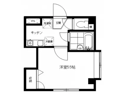 テイル三田(1K/2階)の間取り写真