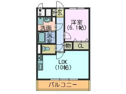 ルペルティア植田(1LDK/3階)の間取り写真