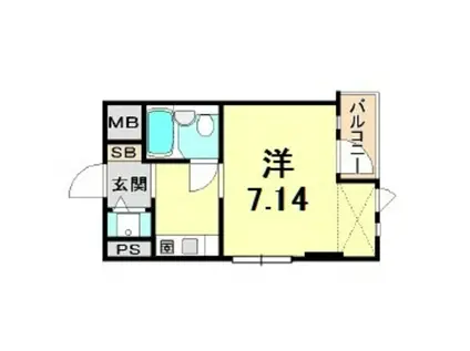 夙川羽衣町パークハイムⅡ(1K/3階)の間取り写真