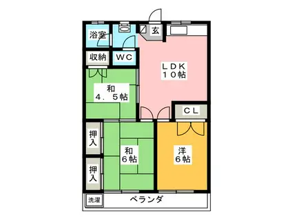 ウサミアパートメント(3LDK/3階)の間取り写真