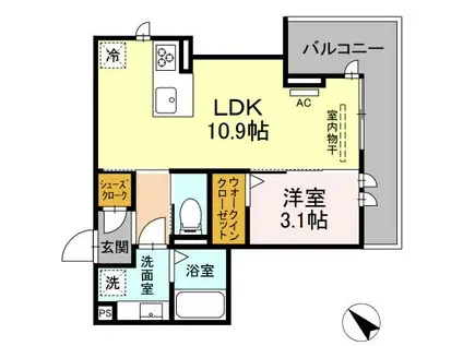 アトール テラス 柱(1LDK/3階)の間取り写真