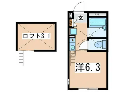 バイオレットヒルズ横浜(ワンルーム/1階)の間取り写真