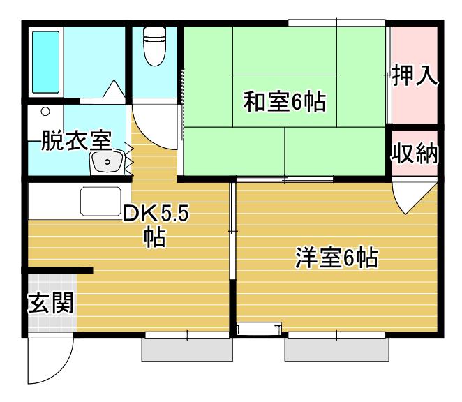 三島コーポ(2DK/1階)の間取り写真