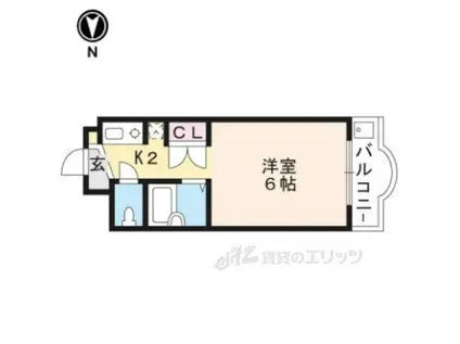 長曽ハイツ2(1K/3階)の間取り写真