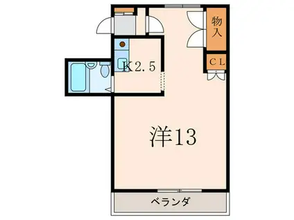 柿の木坂アサヒハイツ(1K/3階)の間取り写真