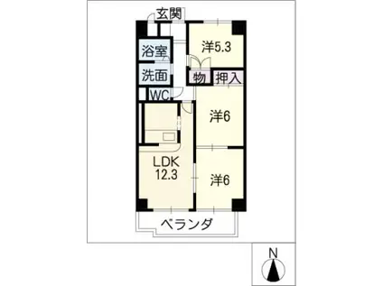 ベルフラワー笠松(3LDK/3階)の間取り写真