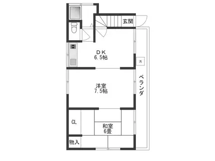 カルム新中野(2DK/2階)の間取り写真