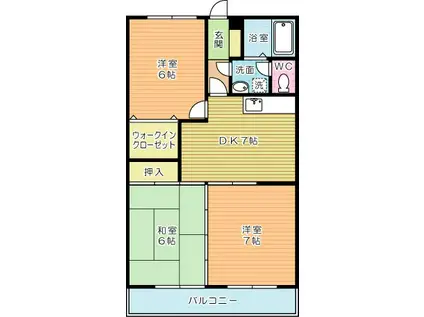 ヒルズ守恒(3DK/3階)の間取り写真