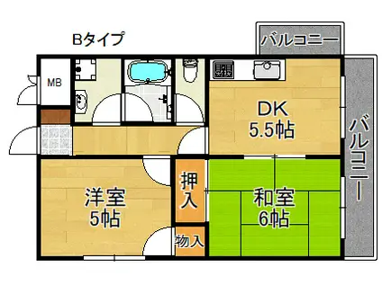 平田マンション(2DK/3階)の間取り写真