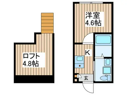 ハーモニーテラス東小岩III(1K/2階)の間取り写真