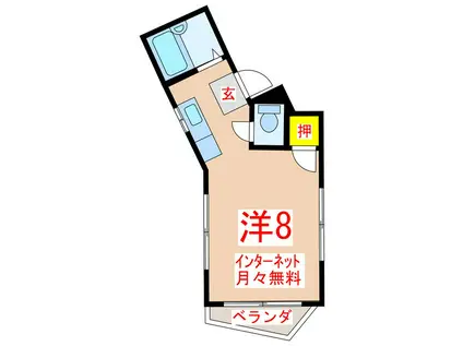 リバーサイド唐湊(ワンルーム/2階)の間取り写真