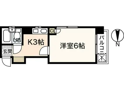 WING舟入(1K/3階)の間取り写真