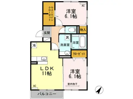 モンブラン B201(2LDK/2階)の間取り写真