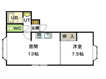 ロイアル麻生東(1LDK/2階)の間取り写真