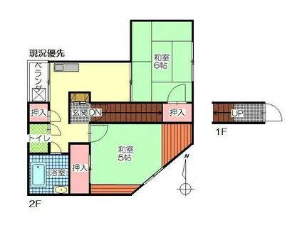 大津アパート(2K/2階)の間取り写真