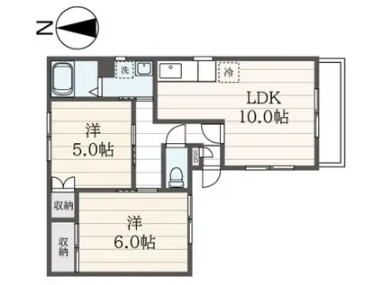 メゾンYOU(2LDK/1階)の間取り写真