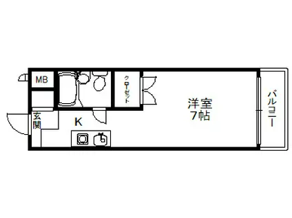 メゾン・ド・六甲パートⅤ(ワンルーム/2階)の間取り写真