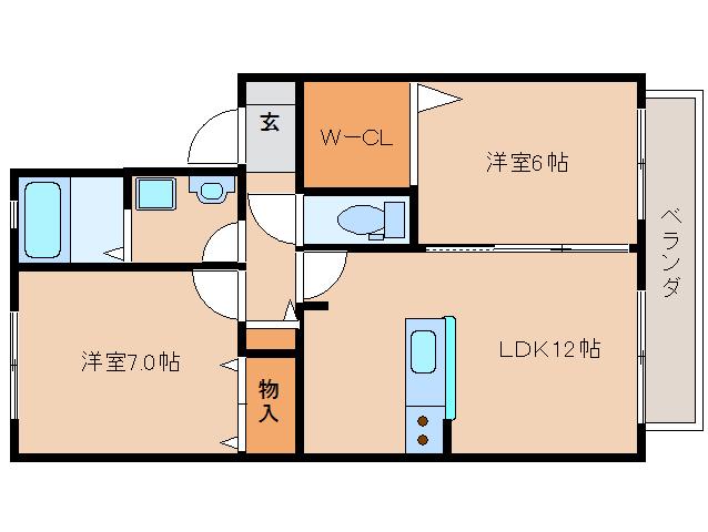 リビングタウン四条大路(2LDK/2階)の間取り写真