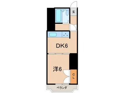 ライオンズマンション御倉町(1DK/5階)の間取り写真