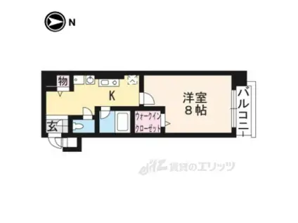阪急京都線 西院駅(阪急) 徒歩7分 4階建 築15年(1K/2階)の間取り写真