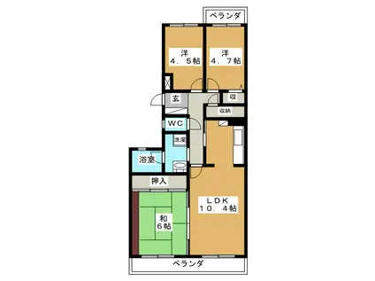 ラレーブ常盤平(3LDK/1階)の間取り写真