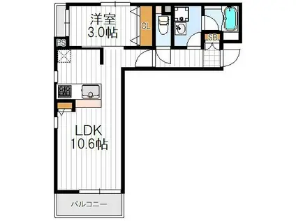 ル・グランシエル昭和町(1LDK/4階)の間取り写真